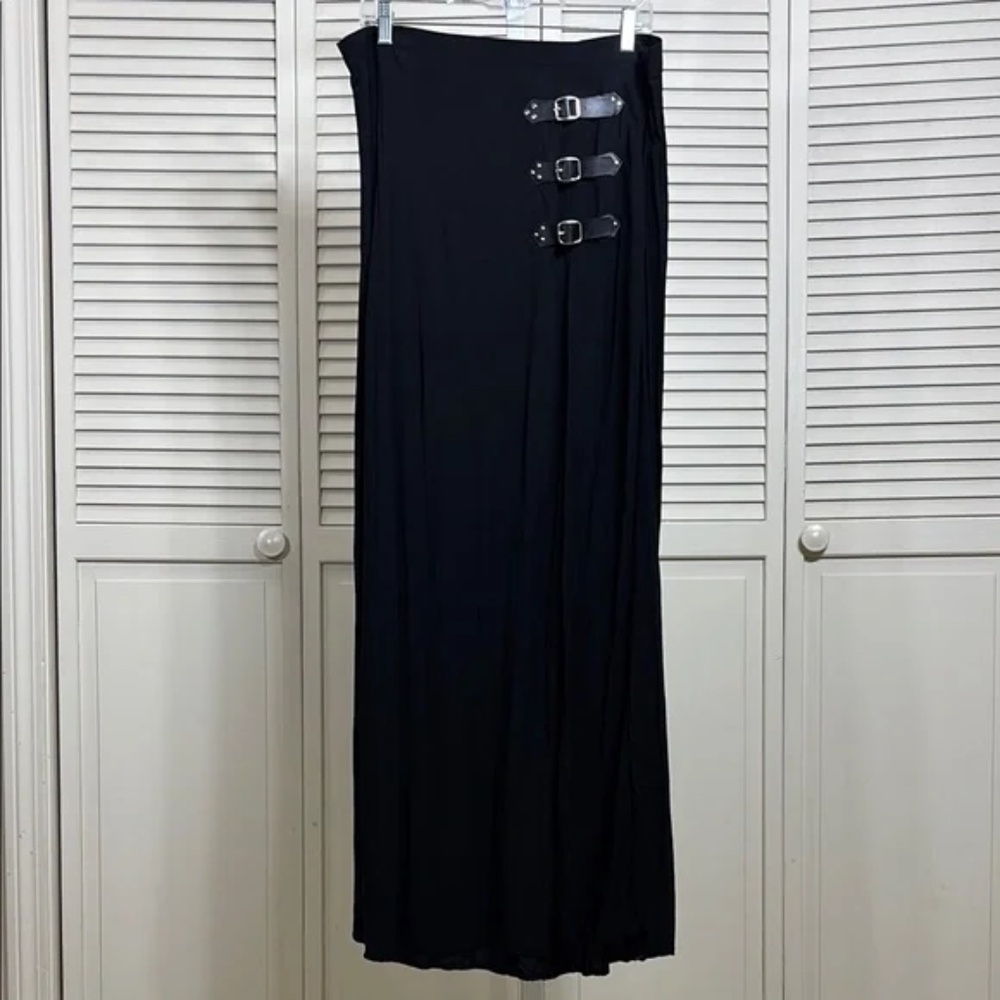 Elegant Black Maxi Skirt DOLLS KILL with Buckle Accents